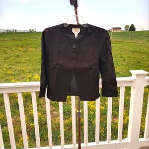 Brand New Talbots Black Irish Linen 3/4 Sleeve Jacket 8P